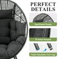 thumbnail image 5 of RADIATA Indoor Outdoor Patio Oversized Wicker Egg Chair with Ottoman, Dark Gray Lounge Basket Chair with Cushion, 2PCS 440 lbs Capacity, 5 of 9
