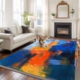 thumbnail image 2 of 6'x9' Area Rugs, Orange Blue Indoor Outdoor Area Rug for Living Room Bedroom, Geometric Oil Painting Modern Abstract Washable Bathroom Rugs Kitchen Floor Carpet Mats Home Decor Aesthetic, 2 of 8