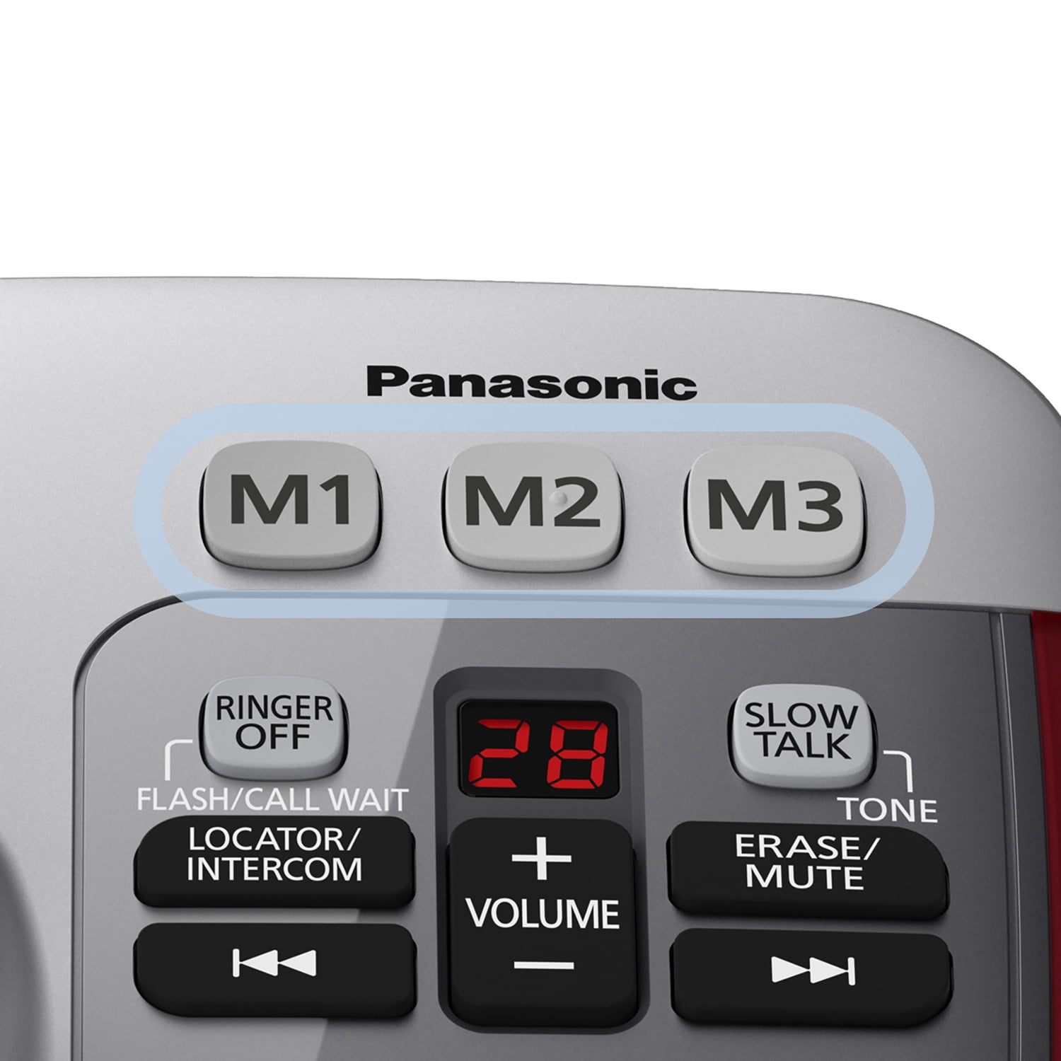 Panasonic DECT 6.0 Corded Cordless Amplified Phone with Answering Machine & Noise Reduction, Silver with Red Visual Ringer, KX-TGM450S