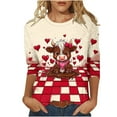 thumbnail image 2 of Xuyuer Valentine T Shirts Love Heart Printed Graphic Tee Tops Women's Casual 3/4 Sleeve T-Shirts Round Neck Cute Tunic Tops Basic Tees Blouses Business Work Tee Top Spring Shirts, 2 of 6