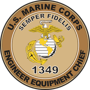 U.S.M.C. MOS 1349 Engineer Equipment Chief Decal 3.8" - Desert Tan
