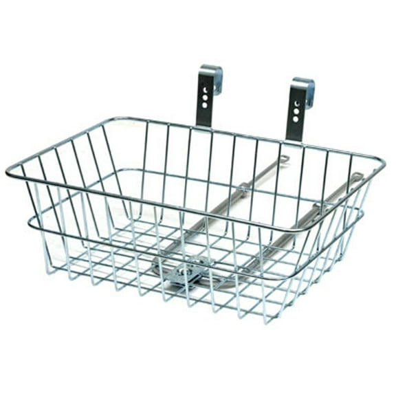 Sunlite Bicycle Front Steel Basket Silver 15x10x5" Handlebar & Fork Mounted