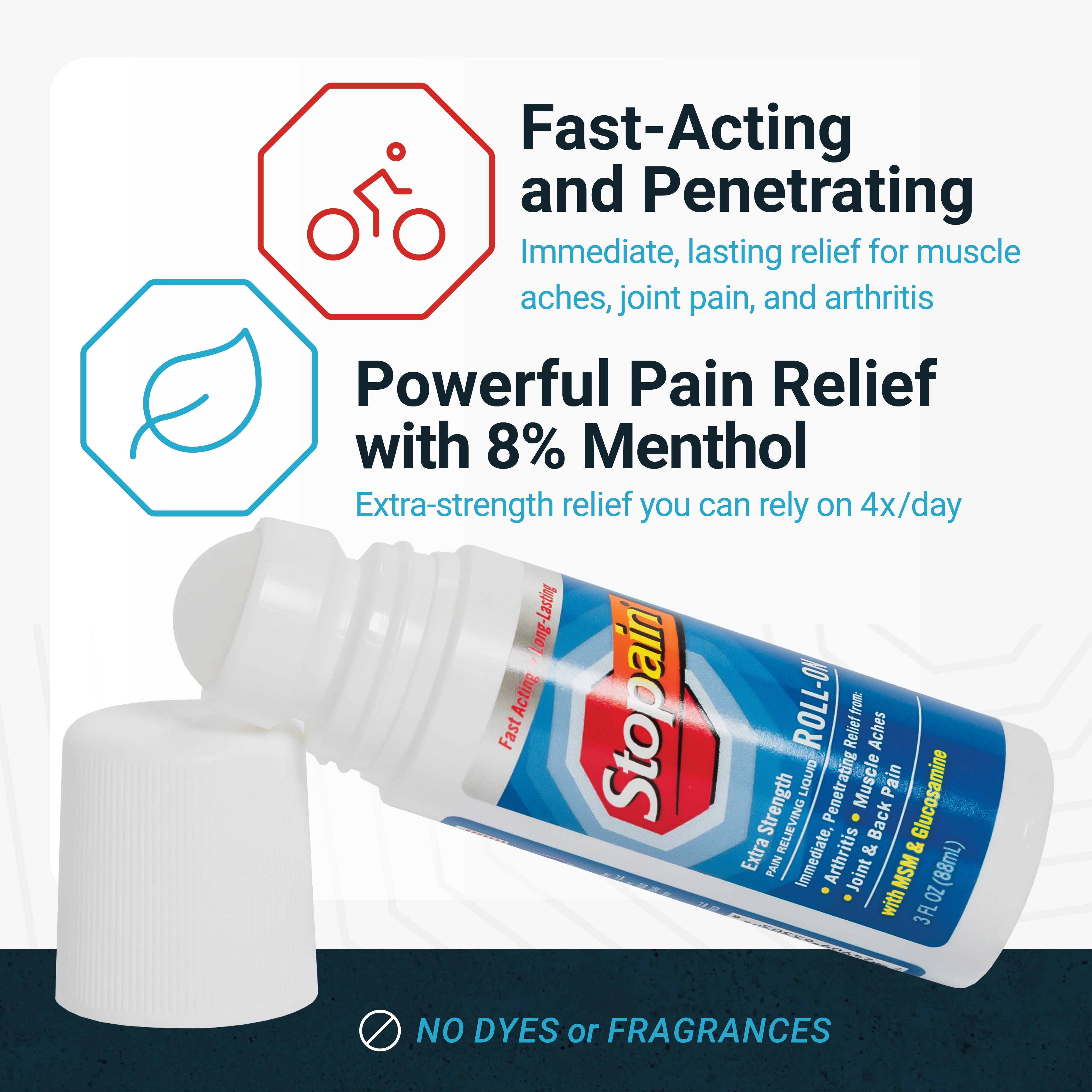 (2 pack) Stopain Extra Strength Roll-On for Muscle Aches, Joint Pain and Arthritis, 3 FL OZ