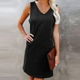 thumbnail image 2 of IROINNID Shift Dress For Women Casual Summer Tank Solid Sleeveless With Pocket Dress V-Neck Knee-Length Dress, 2 of 6