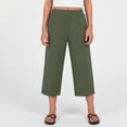thumbnail image 5 of QATAINLAV Womens Summer Drawstring High Waisted Capri Pants Solid Color Casual Cropped Trousers with Pockets, Army Green, XXL, 5 of 9