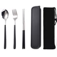 thumbnail image 1 of Nvzi 5pcs Cutlery Set Stainless Steel Flatware , Food-Grade Serving Cutlery Set Tableware Eating Utensils Set,Silvery Black, 1 of 5