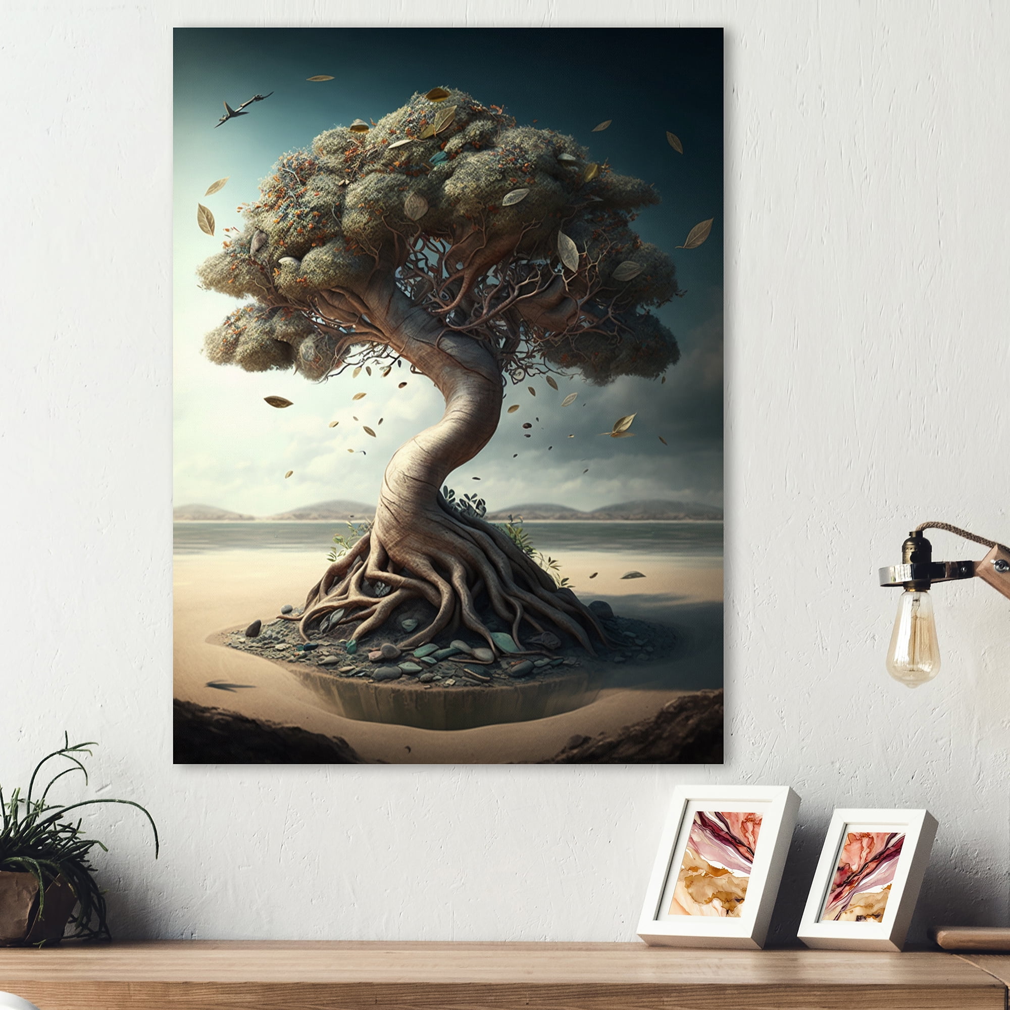 Designart Bonsai Tree On Sand II Canvas Wall Art