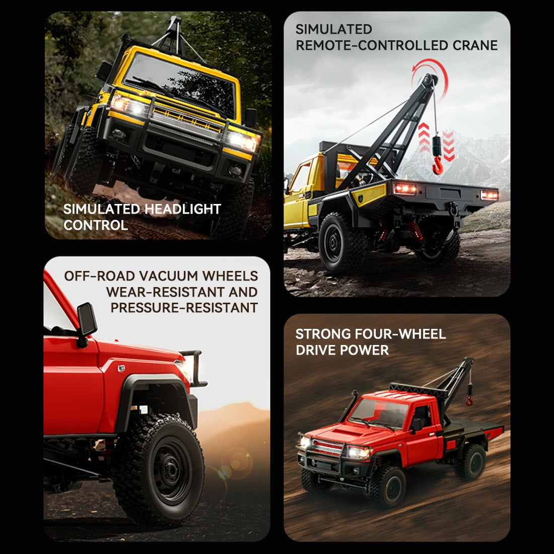 All-Terrain RC Crawler Car, 1/12 Scale 2.4G Full-proportional 4WD RC Climbing Car Engineering Vehicle with Functional Crane, Liftable Hook & 2-Speed, Collectible Gift for Adult(RTR Version)