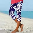thumbnail image 2 of lcziwo Clearance Items, Capri Leggings for Women Fashion Boho Palm Trees Print Cropped Leggings Milk Silk Soft Running Workout Yoga Pants Purple XXL, 2 of 6