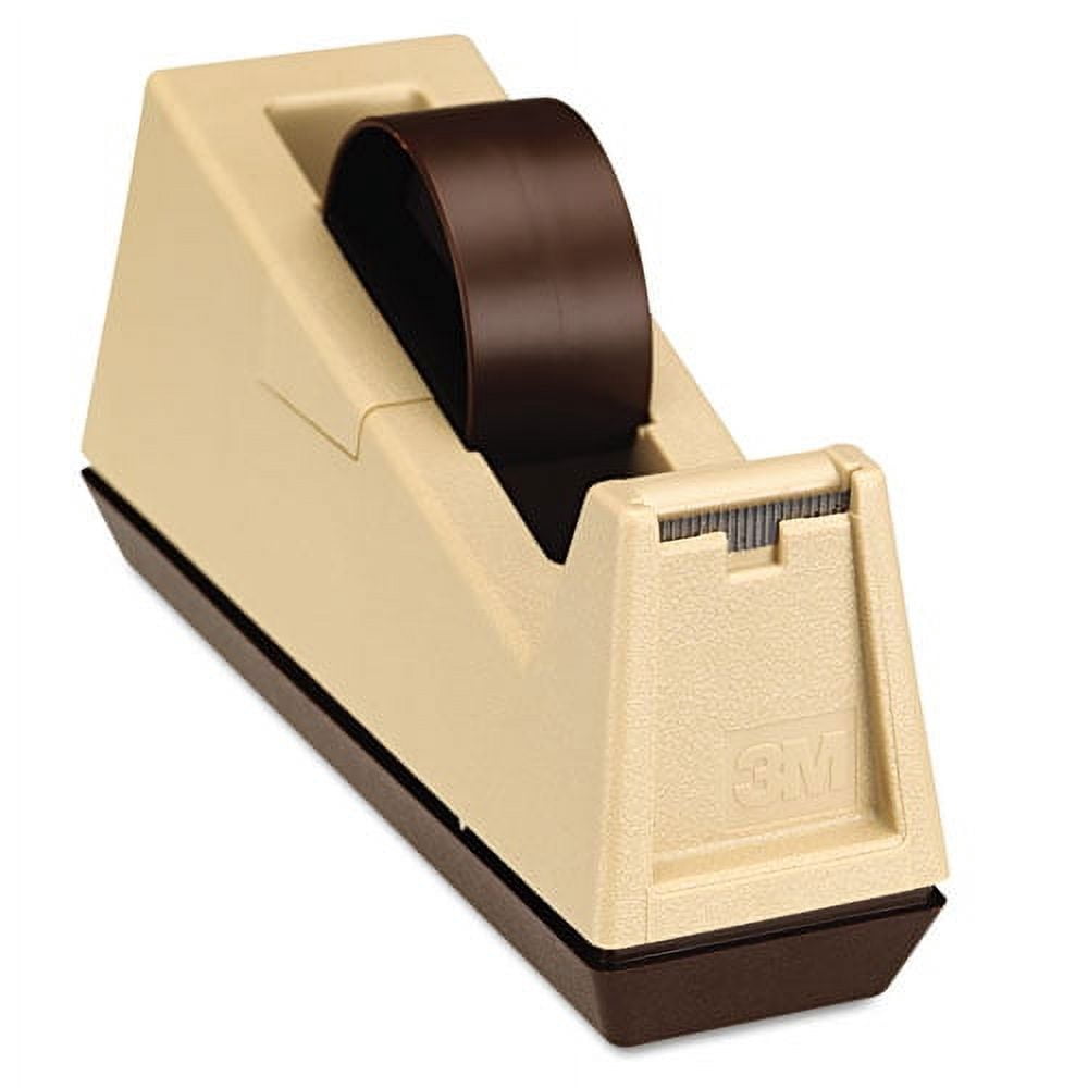 Heavy-Duty Weighted Desktop Tape Dispenser, 3" Core, Plastic, Putty/brown | Bundle of 2 Each