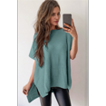 thumbnail image 4 of Women'S Loose Dropped Shoulder Short Sleeve Pullover Sweater Blue L, 4 of 7