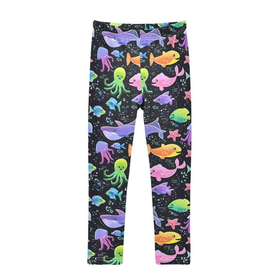 joogoo Girls' Leggings Cute Whale Jellyfish Yoga Pants 6T