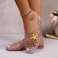 thumbnail image 5 of Jinhomg Clear Jelly Flats for Women Hollow Starfish Trim Slippers Closed Round Toe Slip On Summer Sandals Plastic Beach Jelly Flats Ladies Clear,39, 5 of 7