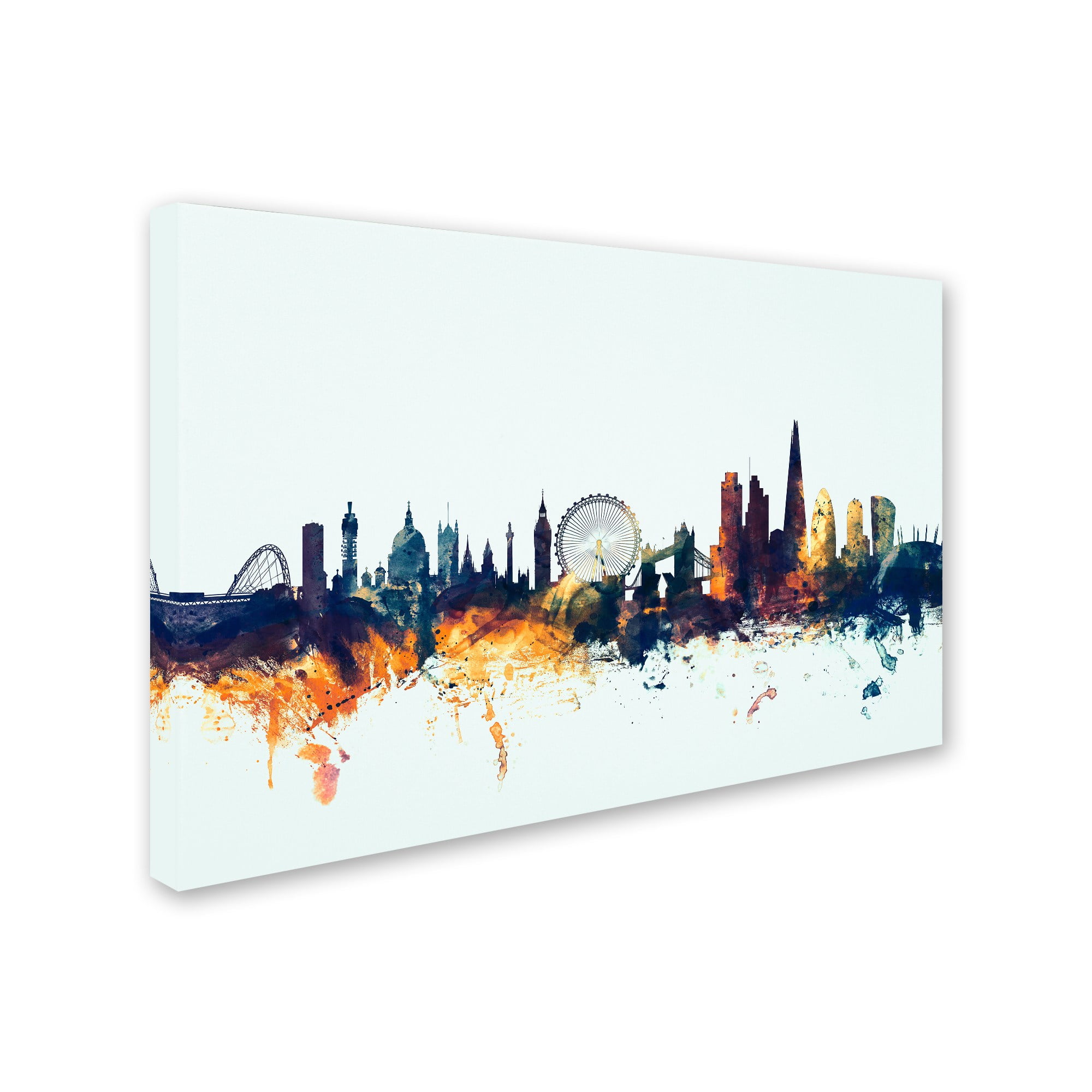 Trademark Fine Art "London England Skyline Blue" Canvas Art by Michael Tompsett