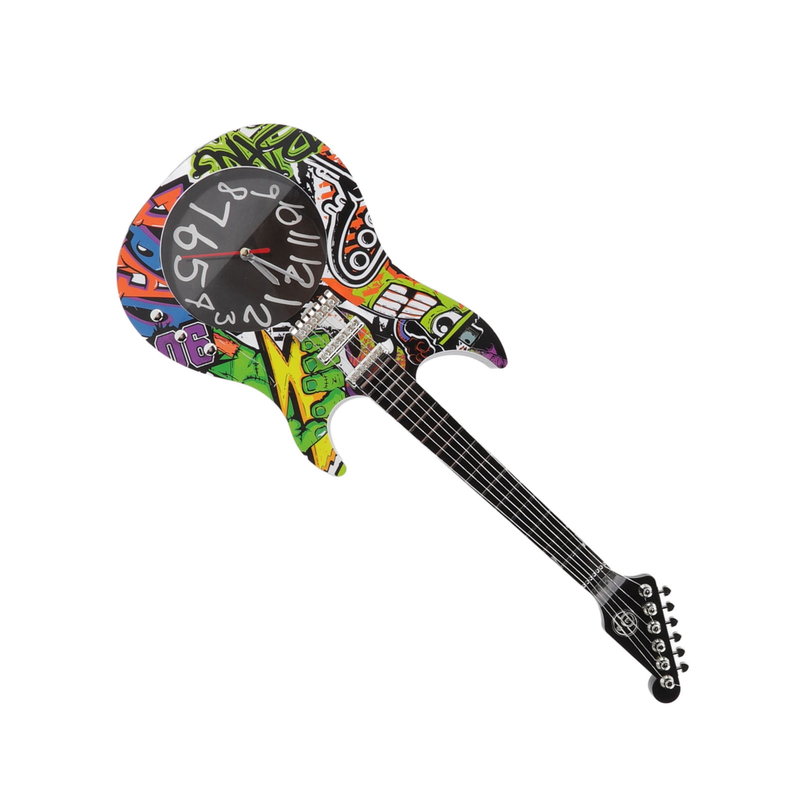 BIMZUC Guitar Wall Clock Simulation Time Accurate Guitar Clock Wall Decor for Home Dormitory Bedroom 5680CC Guitar with Stand Novelty Aesthetic Art Timepiece Decor (18.11 inches / 46.00 cm)