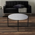 thumbnail image 2 of Ivy 30 Inch Marble Top Round Coffee Table with Metal Frame White and Black - Saltoro Sherpi, 2 of 7