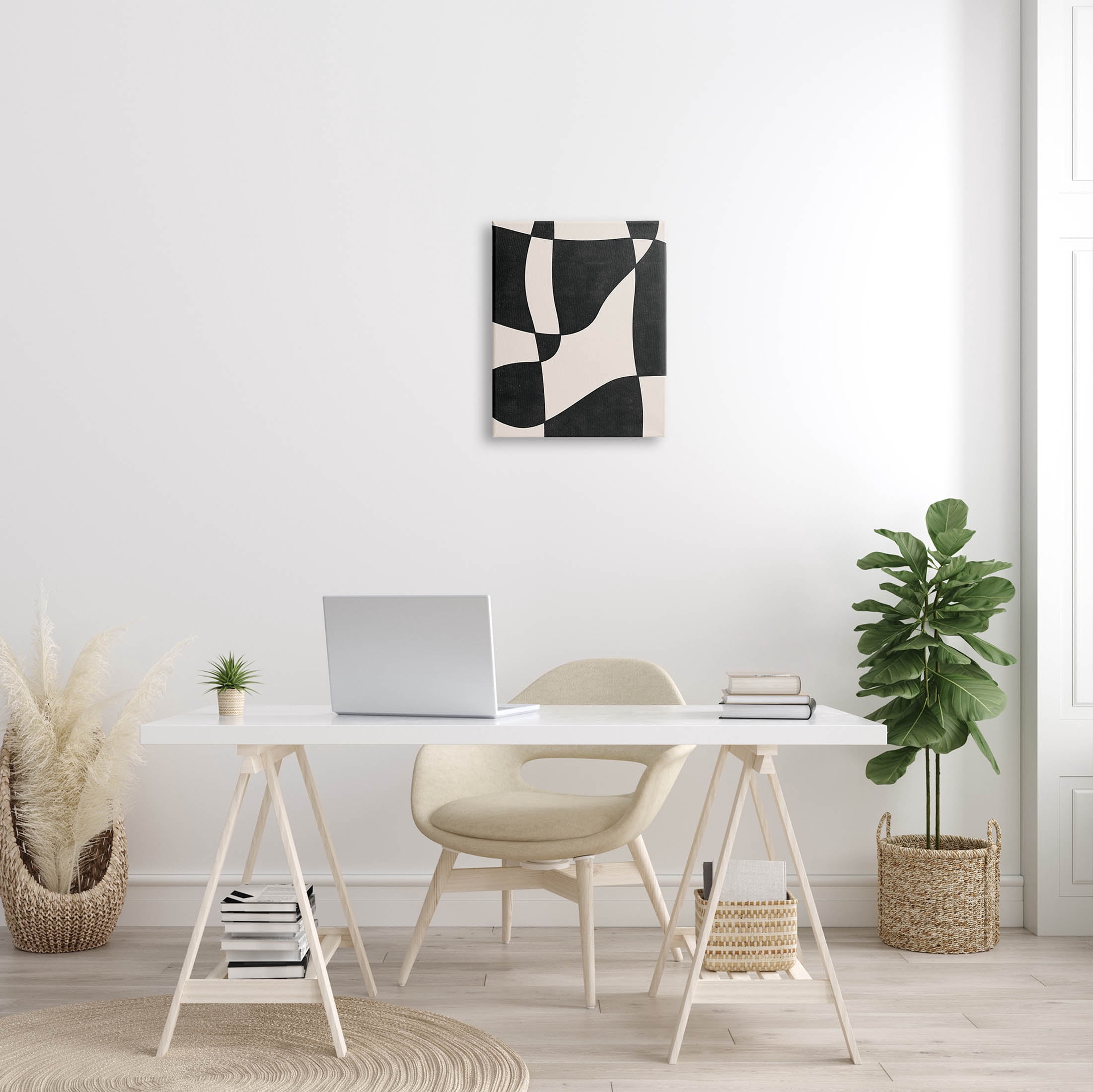 Stupell Industries Retro Wavy Checkered Pattern Shapes Graphic Art Gallery Wrapped Canvas Print Wall Art, Design by JJ Design House LLC