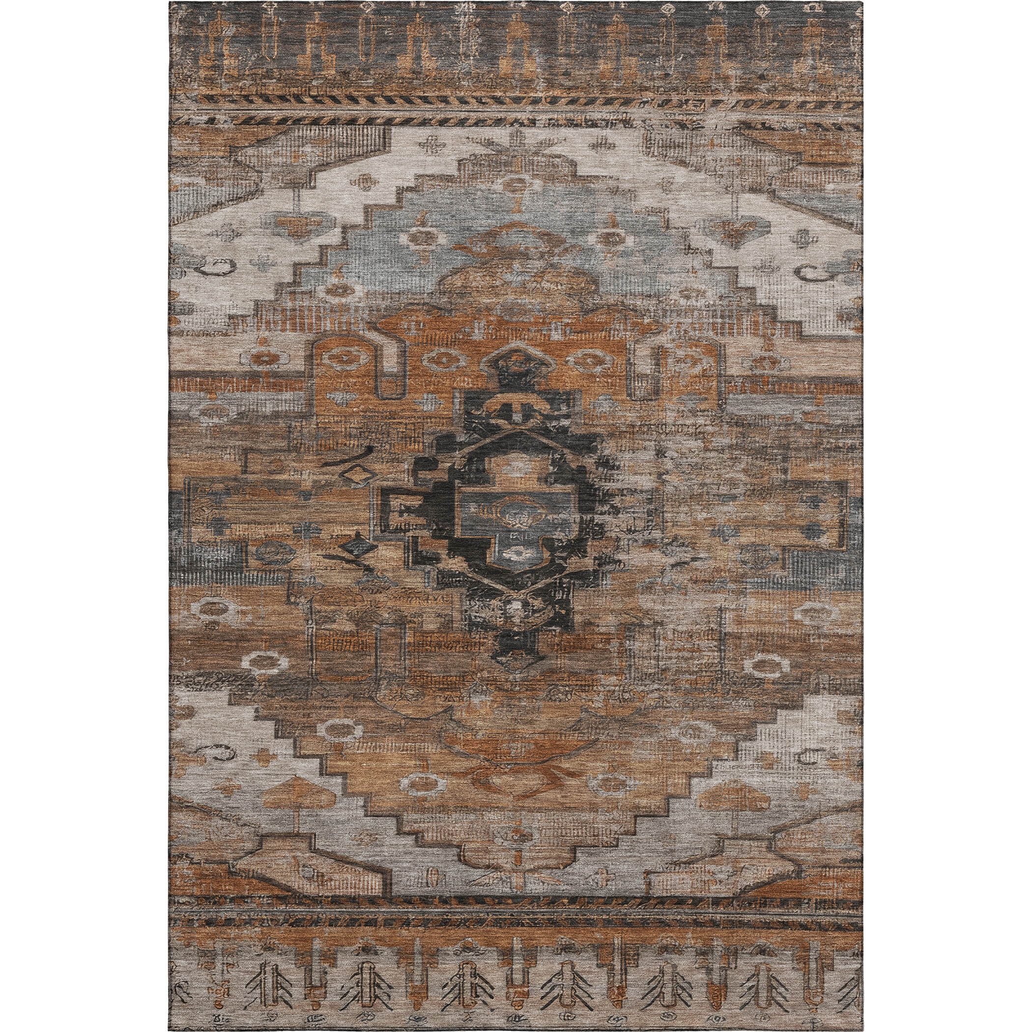 Addison Rugs Mayfield Premium Machine Washable Transitional Tribal Terracotta Rectangle Rug, 9' x 12'