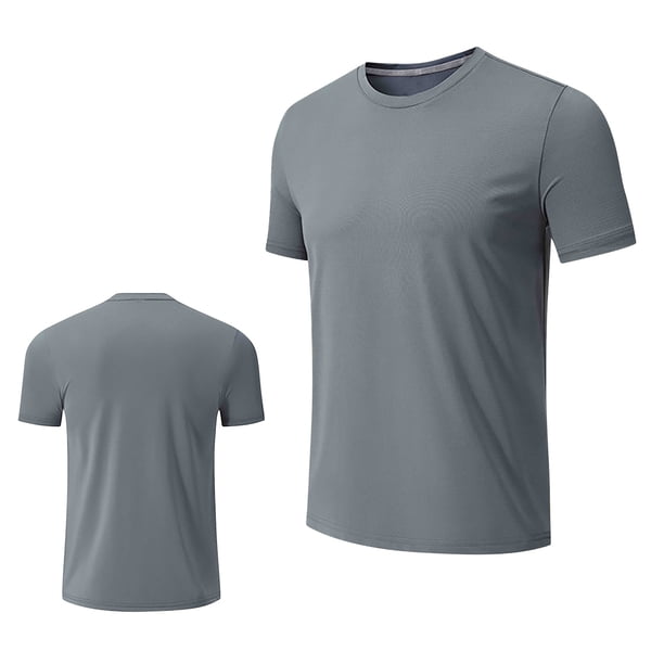 Camisas de Manga Corta para Hombre Color Sólido Deportes Top Blusa de Cuello Redondo, Casual para Al Aire Libre Y Uso Diario