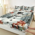 thumbnail image 3 of Manfei Cartoon Xmas Snowman Twin Sheet Sets,Christmas Cardinal Bird Twin Fitted Sheet,White Red Flat Sheet For Kids,Super Cozy Room Decor,3-Piece, 3 of 7