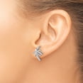 thumbnail image 3 of Finest Gold Sterling Silver Cheryl M Rhodium-Plated CZ Palm Tree Post Earrings, 3 of 4