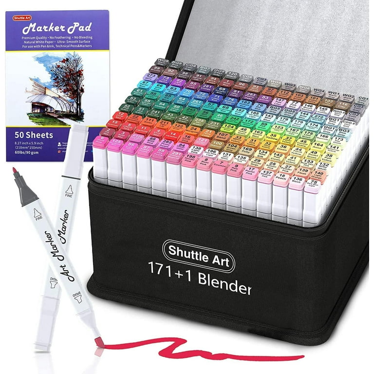 AEDAGA 80 Colors Alcohol Markers with Free App, Dual Tip Art Markers with  Kickstand Case for Artists Adults and Kids. Alcohol Based Markers for