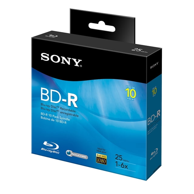 Disco Blu-Ray Sony 10BNR25RNS, 6 unidades de 25 GB, grabables, 10 unidades