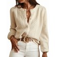 thumbnail image 3 of Female Crochet Cardigan Long Sleeve Fancy Openwork Knit Sweater Jumper Cream White S, 3 of 10