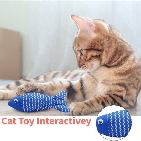 SugarBloom Catnip Stuffed Cotton Fish Toy for Cats - Fun Sackcloth Fish Chew Toy Teething Catnip Cloth Fish Toy for Kittens & Adult Cats E