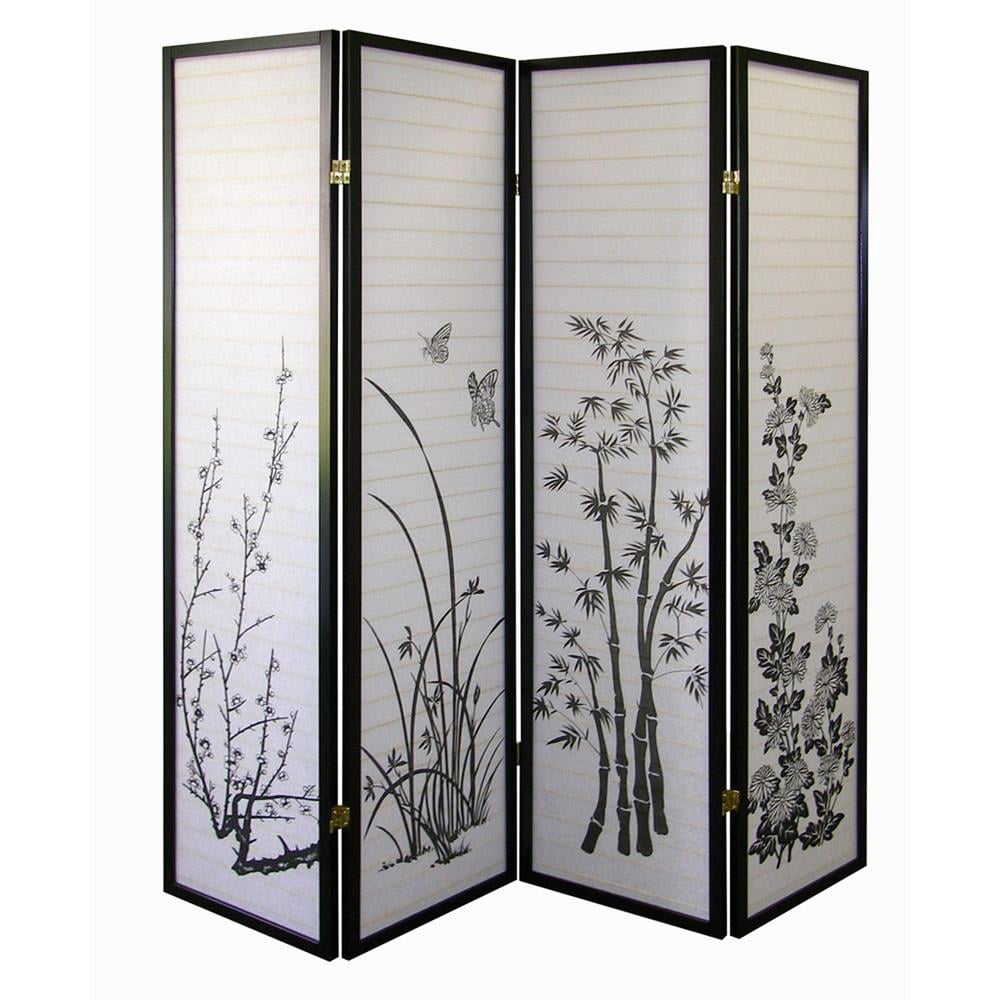 ORE International 70" 3-Panel Metal Screen Room Divider in Black