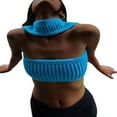 thumbnail image 1 of Women Summer Knitted Holllow Out Tube Crop Tops Strapless Backless Slim Fit Halter Tank Y2K Gothic Vest Black M, 1 of 7