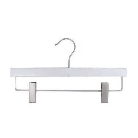 NAHANCO #21114RC 14" Low Gloss White Wooden Skirt/Pant Hangers (Pack of 100)