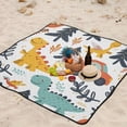 thumbnail image 5 of Dinosaurs Birds Leaves Cars Beach Blanket Outdoor Picnic Blanket 78"x 78" Waterproof Foldable for Beach Camping Travel Hiking Grass Lawn Park, 5 of 5
