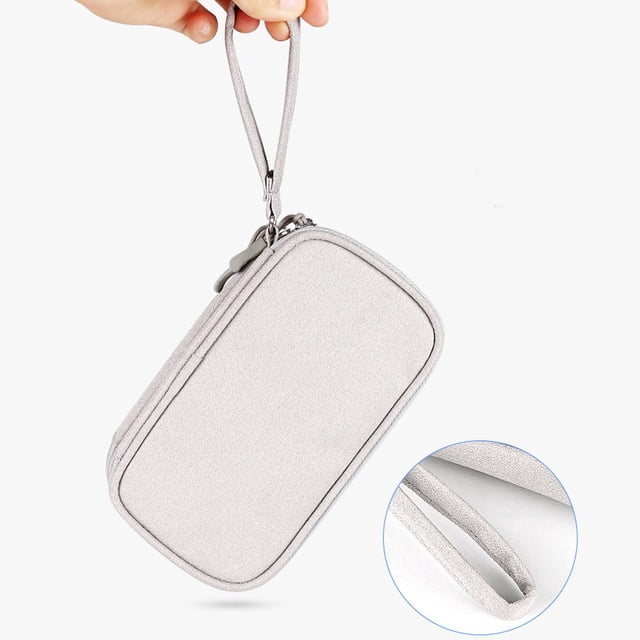Estuches de almacenamiento de accesorios electrónicos, bolsa de almacenamiento de cables, viajes impermeables resistentes a los arañazos, organizador gris de 2 capas Soledad Organizador de cables de viaje