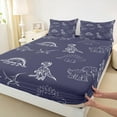 thumbnail image 3 of jejeloiu Cartoon Dinosaur Twin Sheet Sets,Jungle Animal Twin Fitted Sheet,Purple White Flat Sheet For Boys Kids,Super Cozy Room Decor,3pcs, 3 of 7