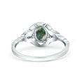 thumbnail image 3 of Natural Green Moss Agate Size-5 Art Deco Oval Vintage Leaf Style Pear Teardrop CZ Wedding Engagement Floral Ring 925 Sterling Silver Gifts For Her, 3 of 6
