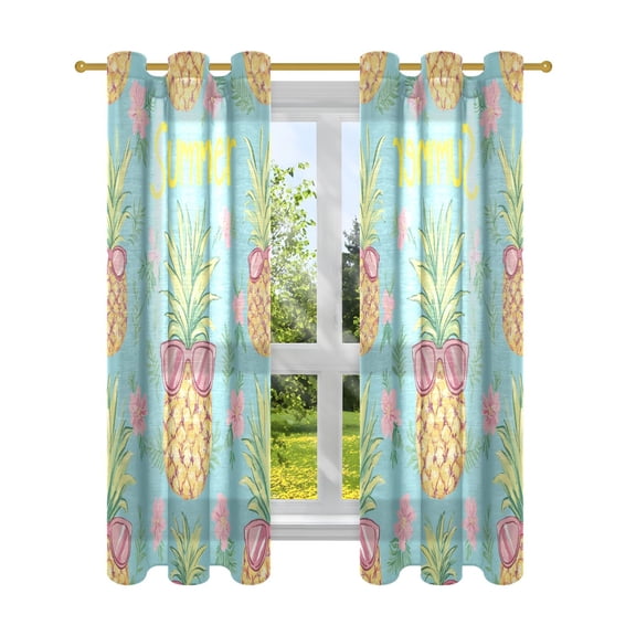 BZSMCE Window Curtain Panels Fashion Pineapple Party Printed 63x42in/63x52in