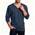 thumbnail image 6 of Hfnxid Big and Tall Long Sleeve Shirts for Men Casual Henley V Neck Basic Tops Solid Color Going Out Tee Shirt Navy L, 6 of 7