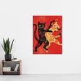 thumbnail image 4 of Artery8 Cat Fight Fun Lover Red Black Japanese Style Living Room Bathroom Extra Large XL Wall Art Poster Print, 4 of 5