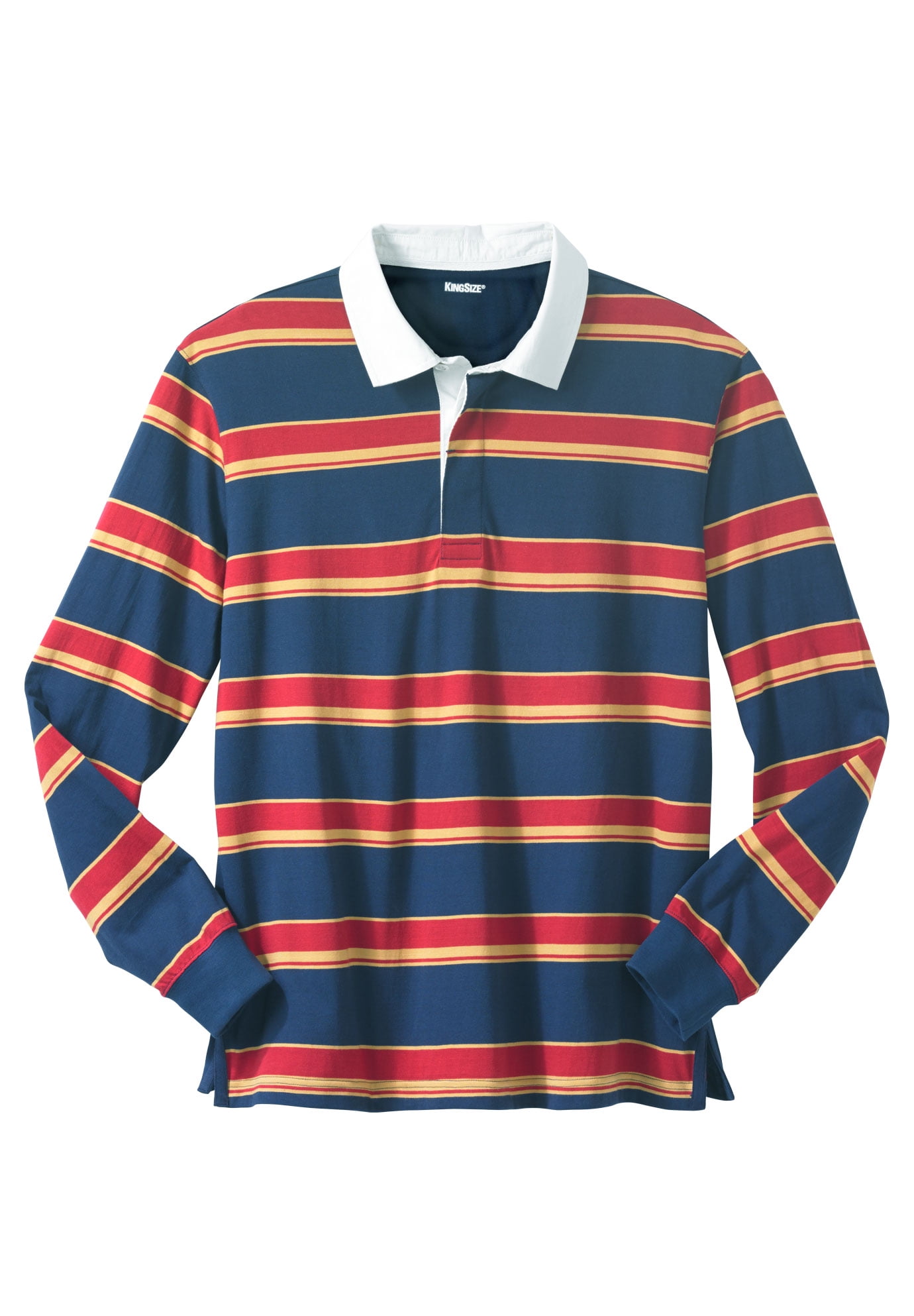KingSize Mens Big /& Tall Long-Sleeve Rugby Polo