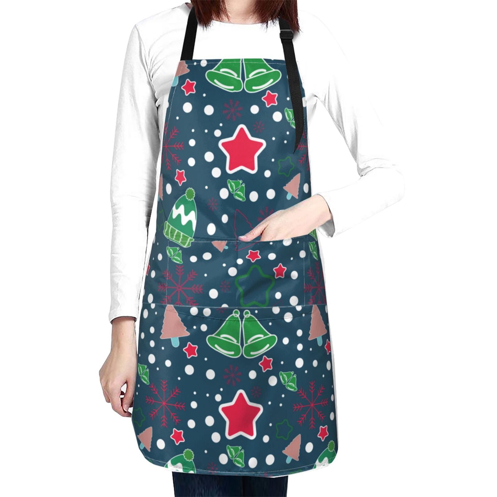 Kdxio Christmas Apron with Pockets Adjustable Kitchen Aprons for Men Women Waterproof Aprons for Cooking,Drawing,Crafting, Baking Household Cleaning