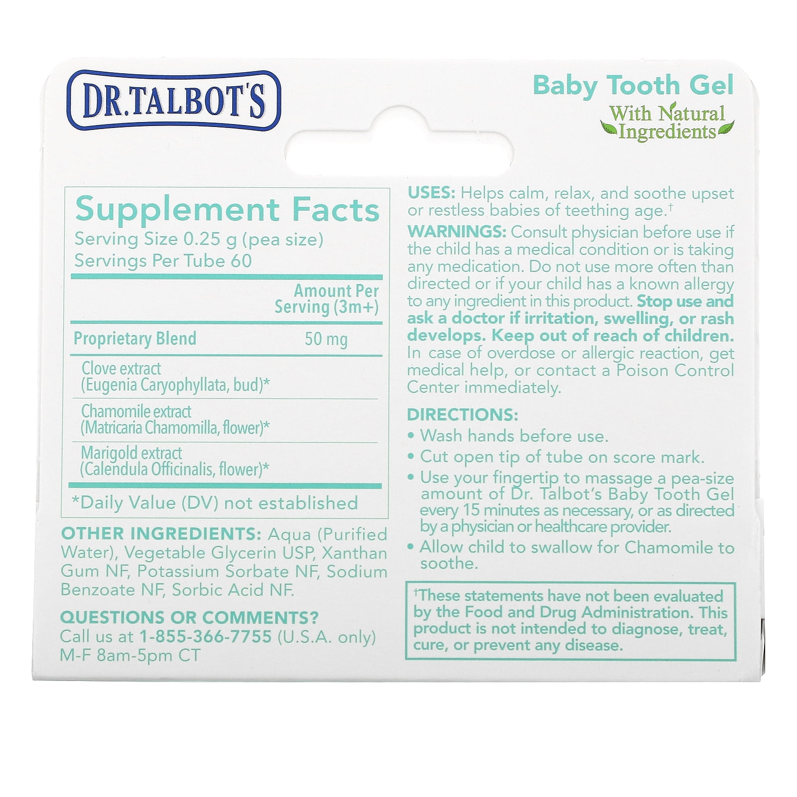 Nuby by Dr. Talbot's Baby Tooth Gel for Sore Gums, Naturally Inspired, Benzocaine Free, Belladonna