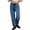 Blue, variant on Elastic Middle Waist Women Casual Jeans Drawstring Denim Pants with Front Pocket