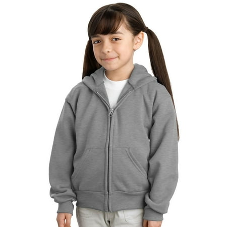 - Port & Company Youth Full Zip Fleece Hooded Sweatshirt