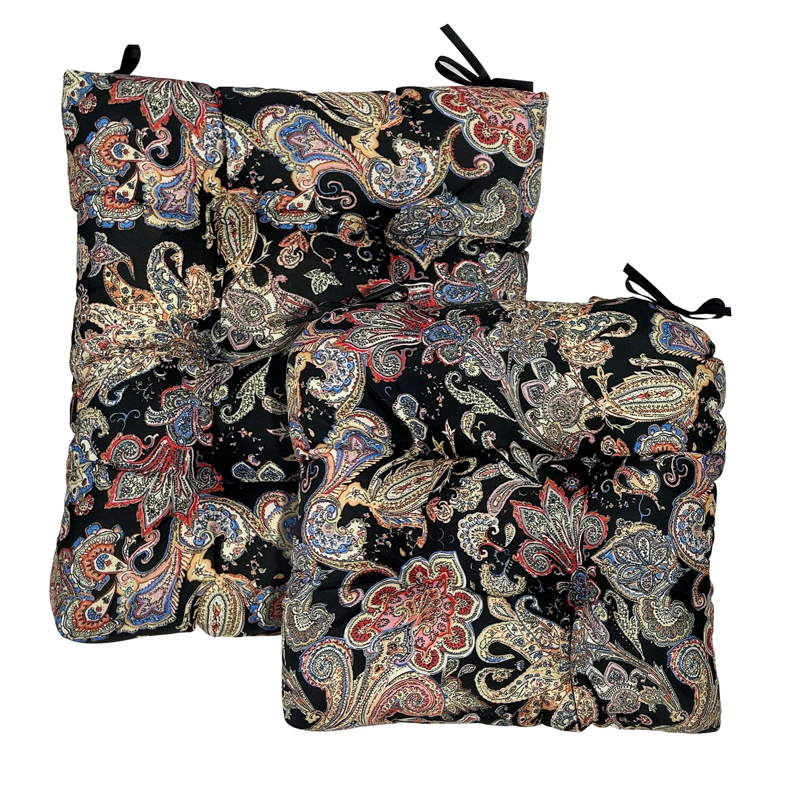 KALAKALA Outdoor Rocking Chair Cushions Pack of 2 Patio Chair Cushion Pad Sets Patio High Back Chair Seat Cushions with Ties for Garden Patio Furniture, Green Leaves
