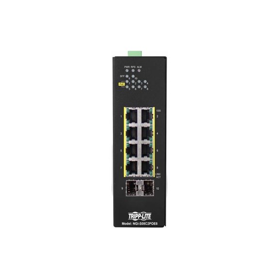 Tripp Lite 8-Port Lite Managed Industrial Gigabit Ethernet Switch NGIS08C2POE8