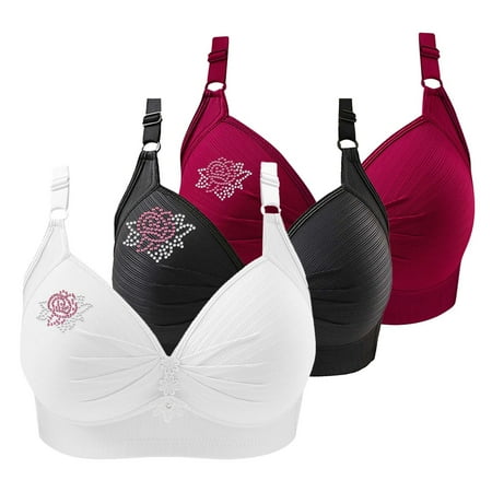 YEJIMAN 3 Pack Sports Bras for Women 2024 Comfortable V Neck No Underwire Bra Adjustable Strap Breathable Soft Bras  Purple Period Underwear For Women  Nylon High Waisted Underwear For Women