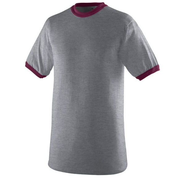 Augusta Sportswear Men's XX-Large Ringer tee Shirt, Athletic Heather/Maroon