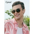 thumbnail image 3 of Cyxus Polarized Aviator Sunglasses for Men Classic Mirrored Lens UV Protection（Black Lens&Black Frame）, 3 of 9