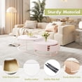 thumbnail image 5 of Round Nesting Coffee Table Set of 2 White Marble Coffee Table with Wood Storage Drawer Modern Circle Coffee Tables for Living Room Center Table Mid Century Coffee Table, 5 of 7